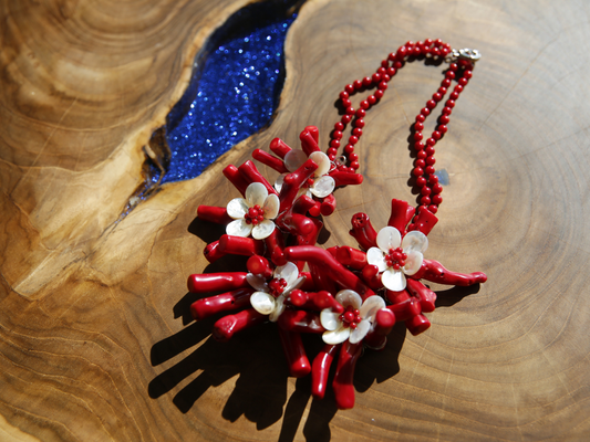 Red Coral Flower Necklace